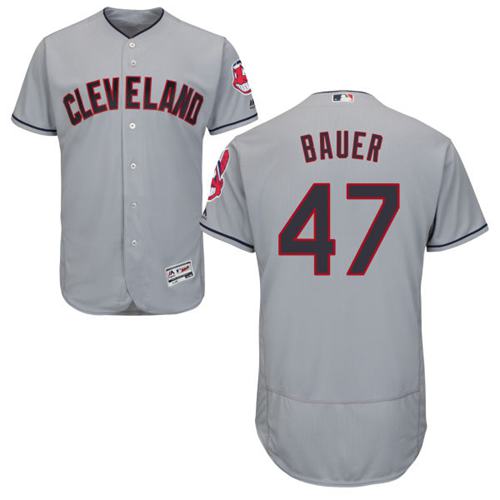 Indians #47 Trevor Bauer Grey Flexbase Authentic Collection Stitched MLB Jersey